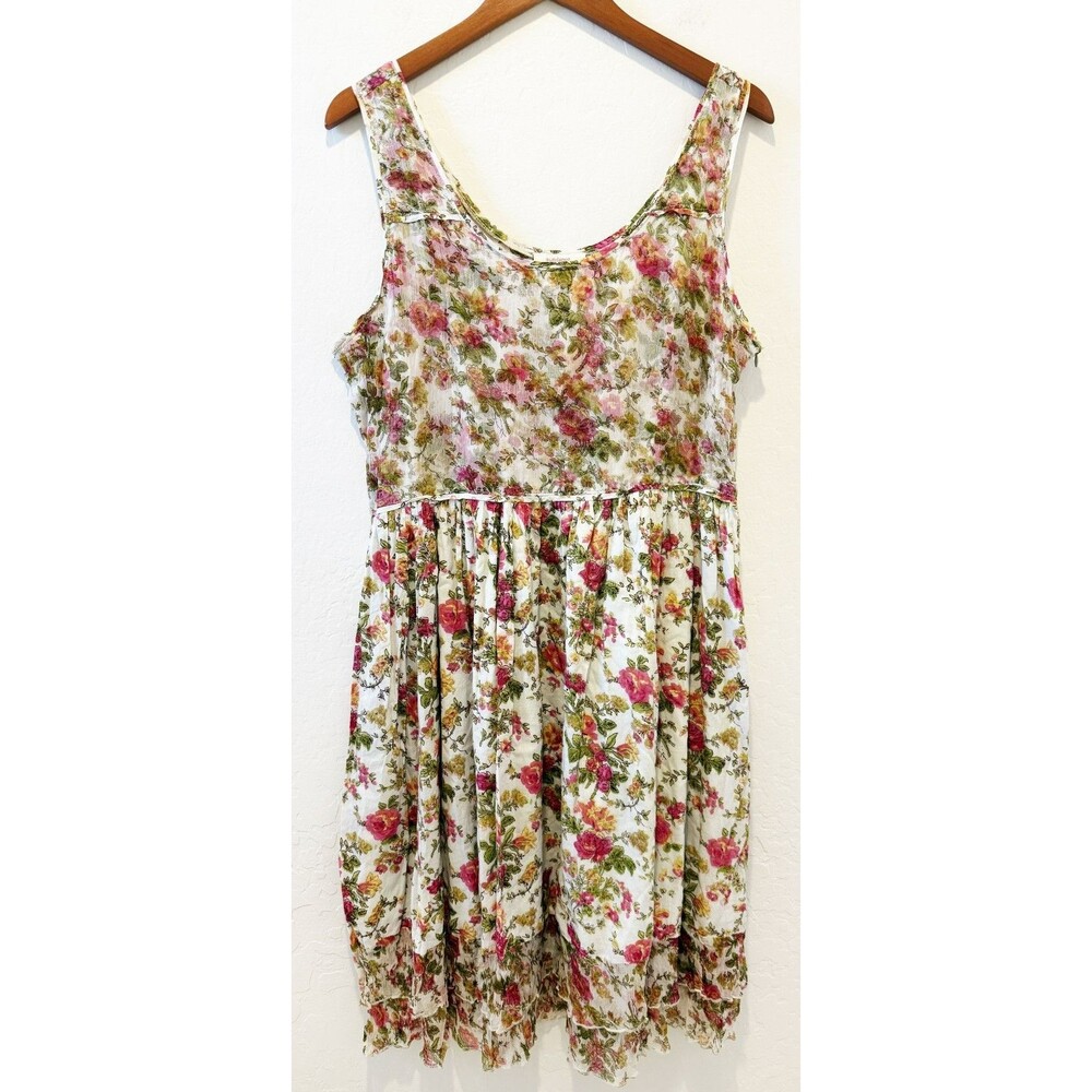 SUNDANCE sz 16 XL Rose Floral Midi Dress Sleeveless Cottagecore Garden Romantic